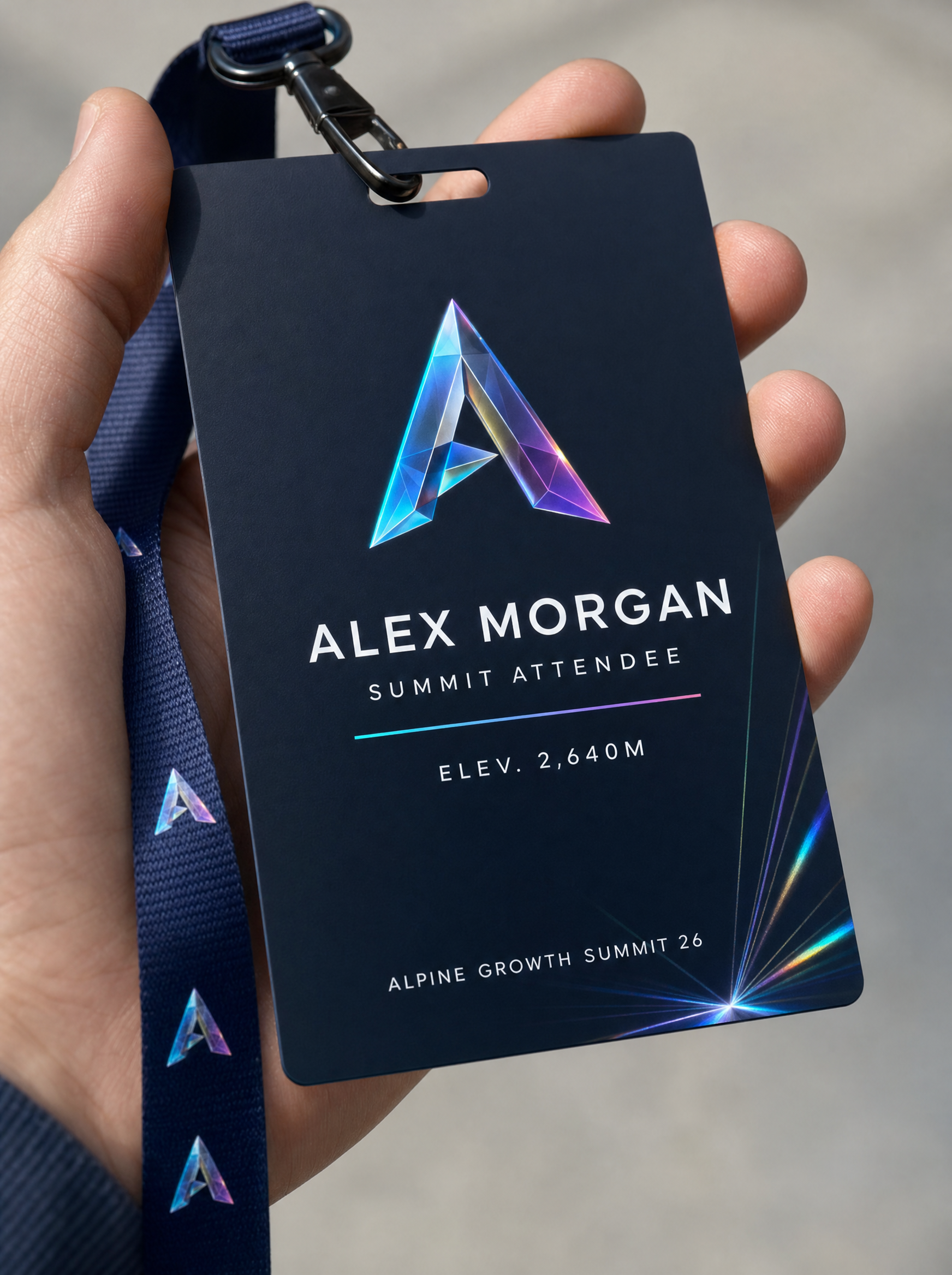 Concept 02 application — badge & lanyard